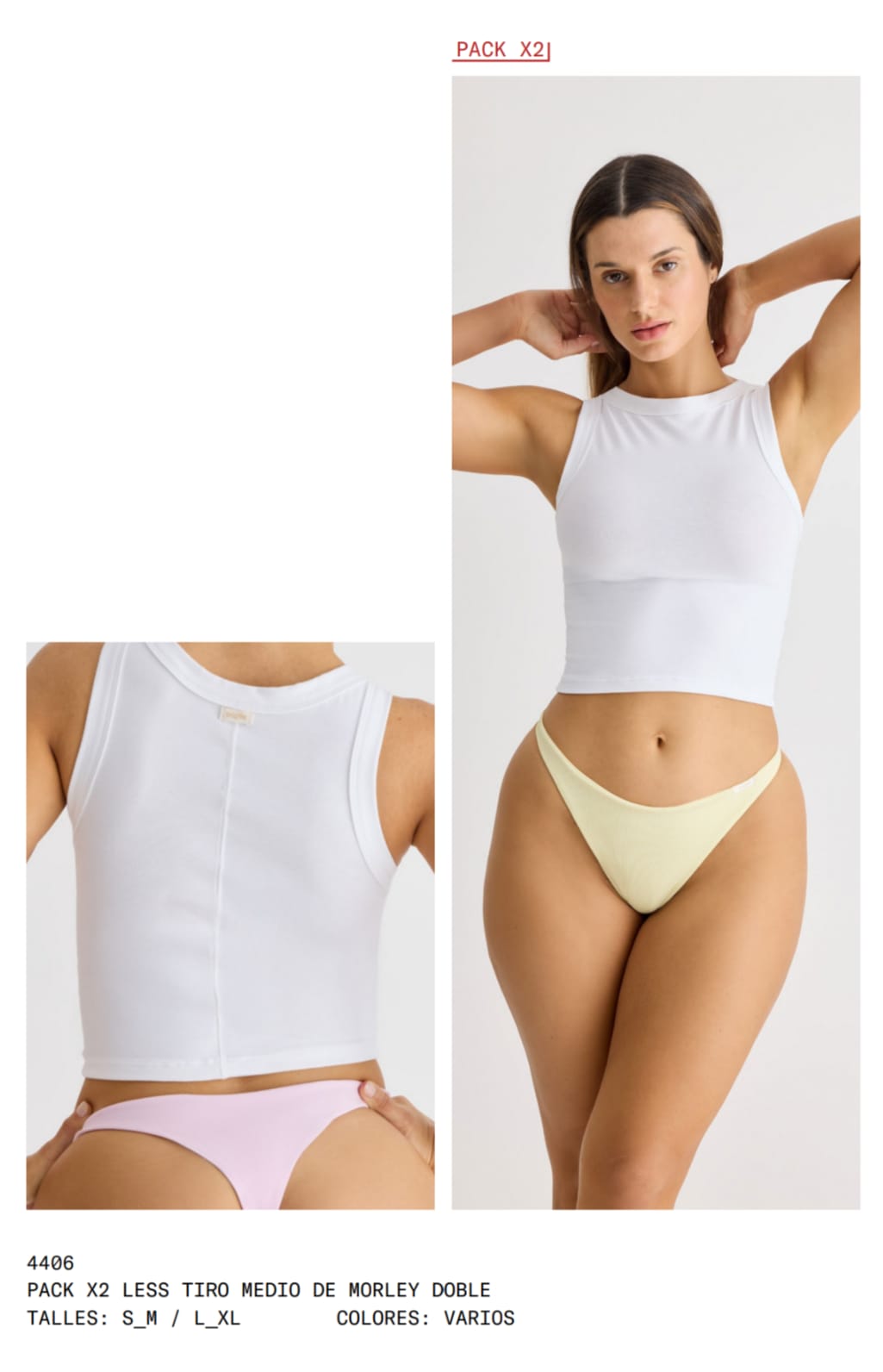 BRIGITTE PANTIES ART 4406 PACK X2 LESS TIRO MEDIO DE MORLEY C.VARIOS