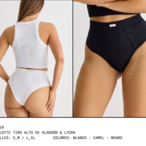 BRIGITTE PANTIES ART 4118 XUNIDAD CULOTTE TIRO ALTO ALGODON Y LYCRA BLANCO