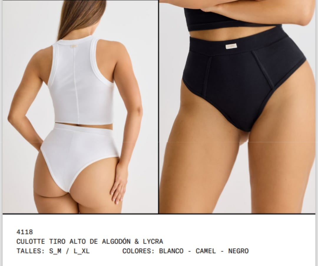 BRIGITTE PANTIES ART 4118 XUNIDAD CULOTTE TIRO ALTO ALGODON Y LYCRA BLANCO