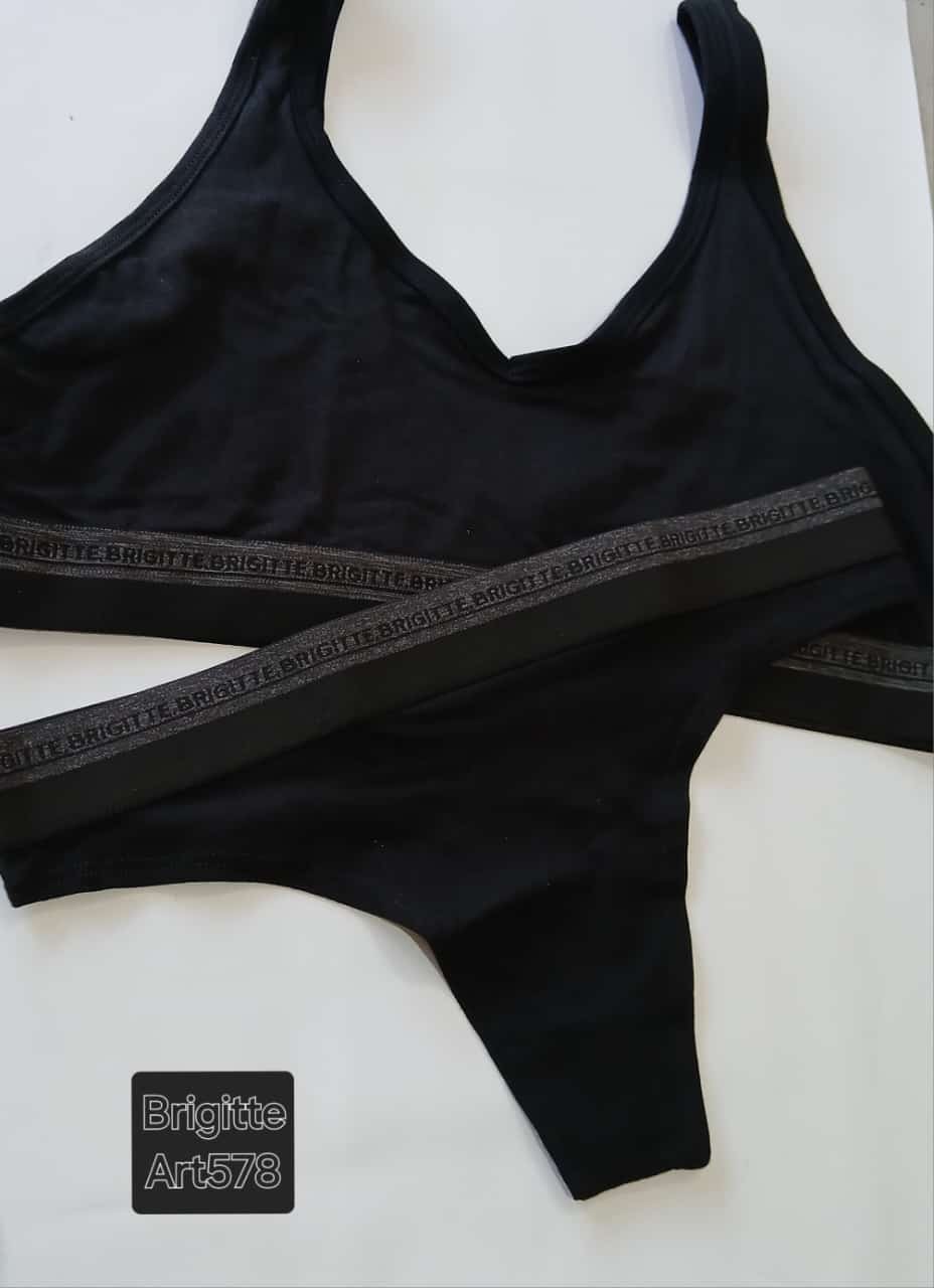 BRIGITTE ART 578 CONJUNTO ALGODON NEGRO - Imagen 3