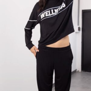 ANDRESSA PIJAMA ART P9047 BUZO OVER Y PANTALON RUSTICO C/VIVOS NEGRO
