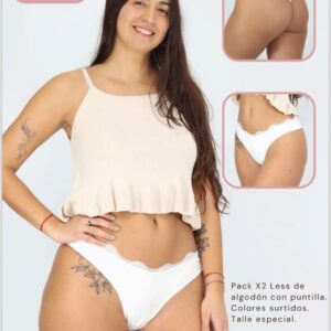 VELLA PACKS ART 33E LESS DE ALGODON CON PUNTILLA X2 TALLE ESPECIAL