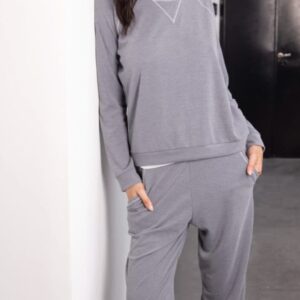 ANDRESSA PIJAMA ART P9048 BUZO MANGA RANGLAN Y PANT CON ELAST MORLEY VINTAGE TOPO