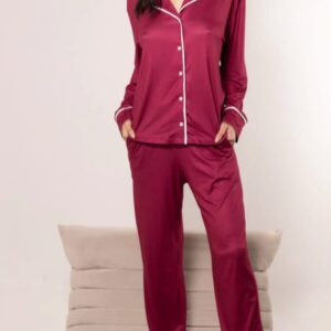 ANDRESSA PIJAMA ART P9044 CASACA ABOTONADA CON PIPE RASO