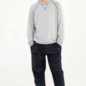 ANDRESSA PIJAMA ART P9063 PIJAMA NENE MODAL CON PANT CUADRILLE GRIS